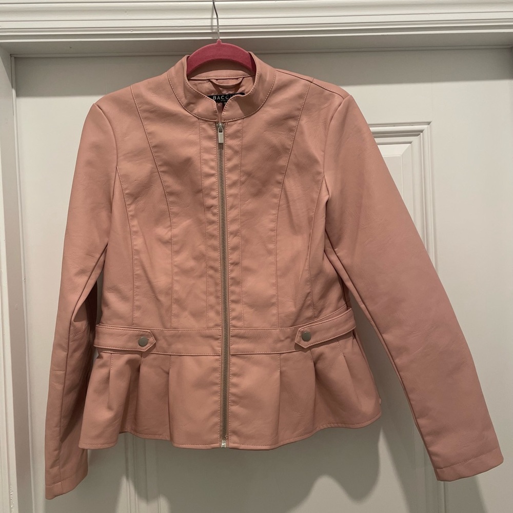 Baccini faux leather peplum jacket. Size Medium.